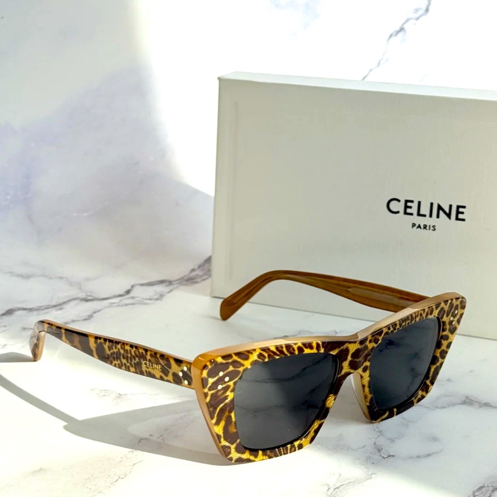 NEW Celine CL40187I 99A Cheetah/Smoke 51-16-140 Sunglasses IN BOX AUTHENTIC - Picture 3 of 6